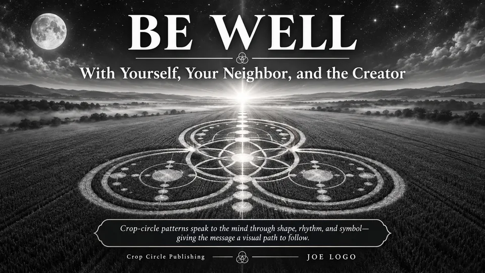 Be Well: With Yourself, Your Neighbor, and the Creator book artwork showing a glowing crop circle in a field under a night sky